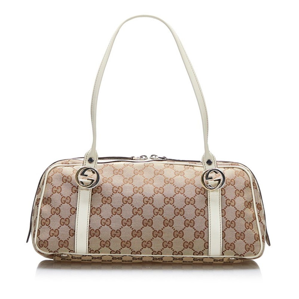 GUCCI GG Canvas Twins Tote Bag Handbag 232958 Beige White Leather Ladies - Picture 3 of 10